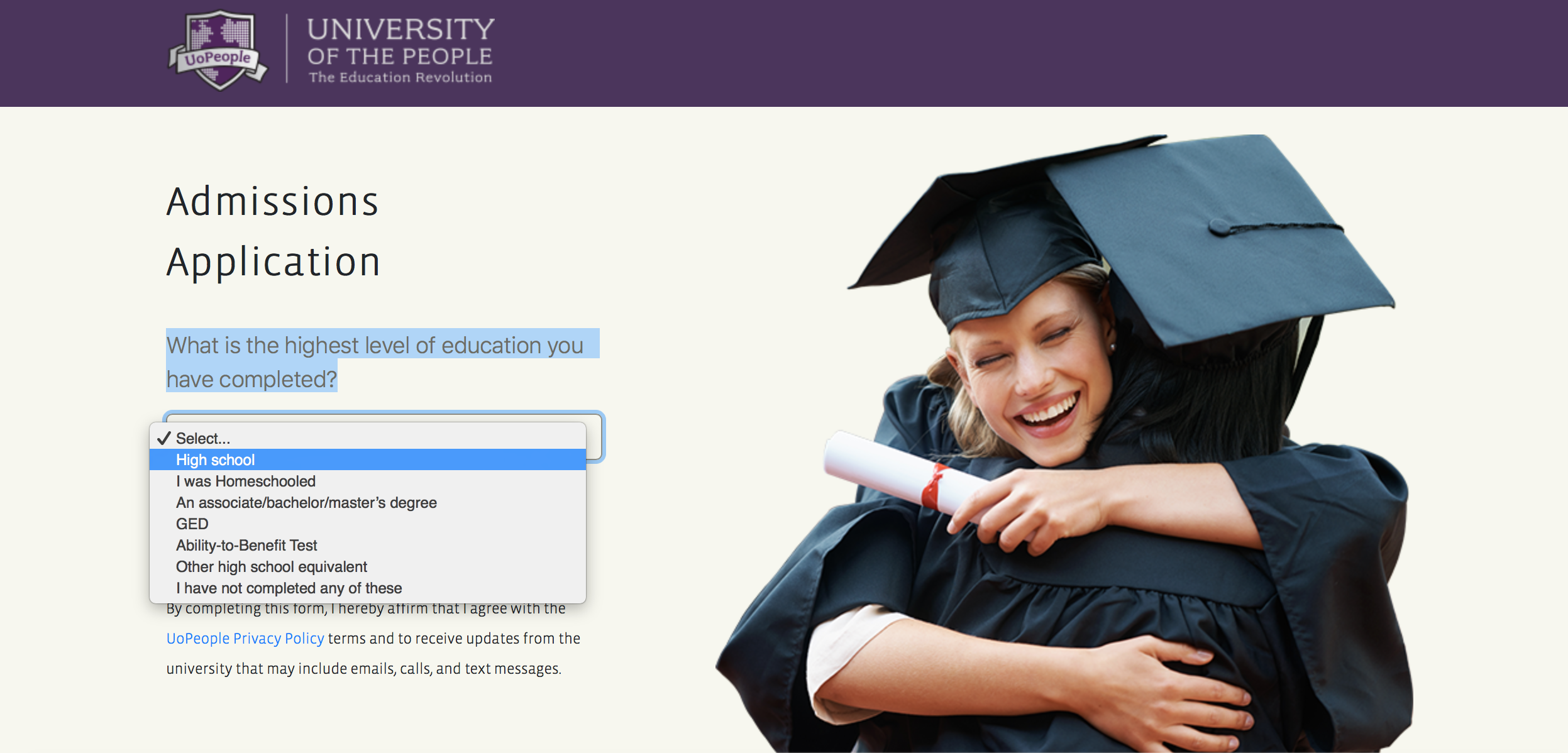 Admission Application for University of the People