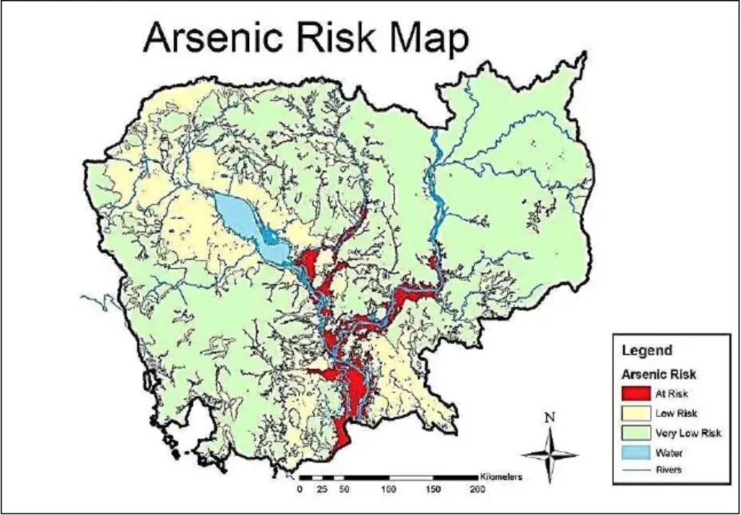 Arsenic risk areas of Cambodia (Arsenic Center Cambodia, 2012)
