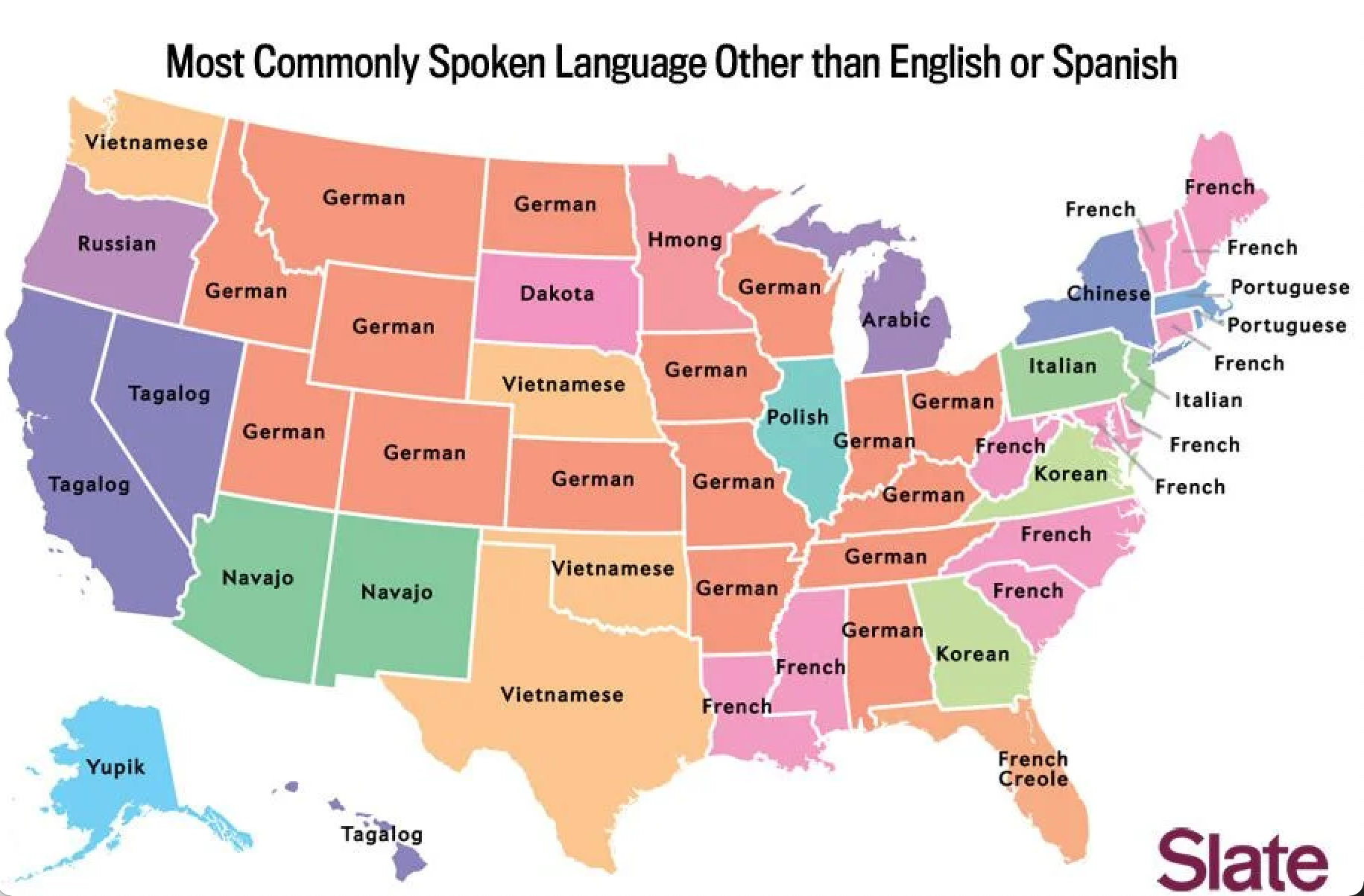 アメリカで最も一般的に話されている英語とスペイン語以外の言語